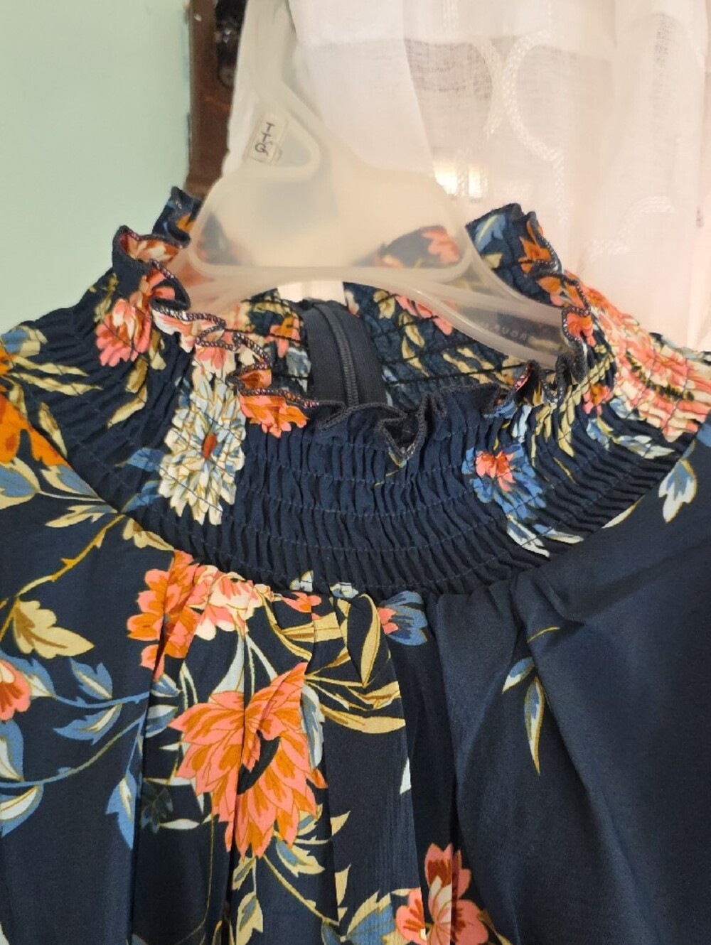 INDIE & Co. 3XL Floral Tiered Long Sleeve Maxi Dress - Navy with Orange Floral - Picture 5 of 9